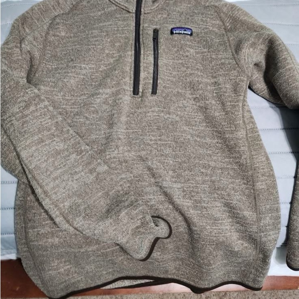 Patagonia Tan Zip Up Jacket with Stand-Up Collar